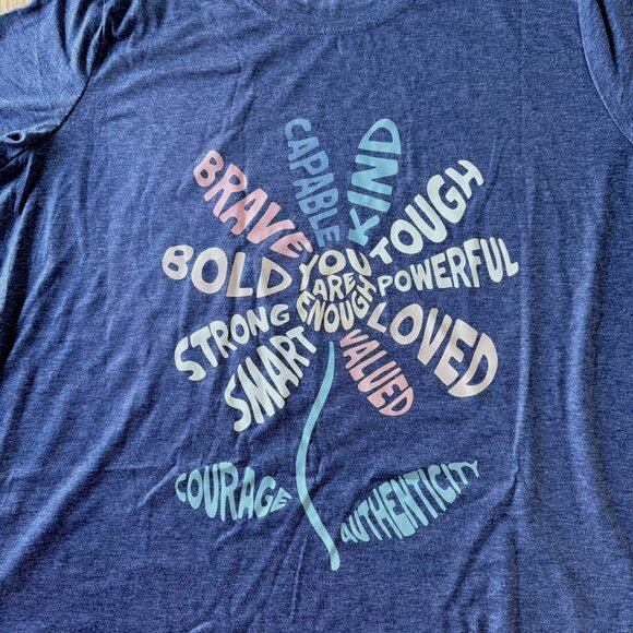 Floral Inspirational Graphic T Shirt Size 2XL You Are Enough Positive Word Art - Picture 3 of 8